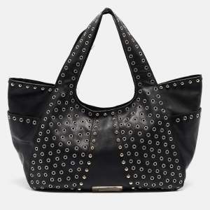 Giuseppe Zanotti Black Leather Studded Hobo
