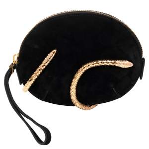Giuseppe Zanotti Black Suede Aleesha Wristlet Clutch