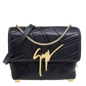 Giuseppe Zanotti Black Leather Logo Shoulder Bag