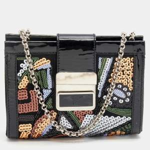 Giuseppe Zanotti Multicolor Sequin and Patent Leather Chain Clutch