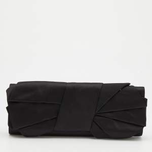 Giuseppe Zanotti Black Satin Bow Flap Clutch