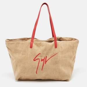Giuseppe Zanotti Brown Denim Logo Shopper Tote
