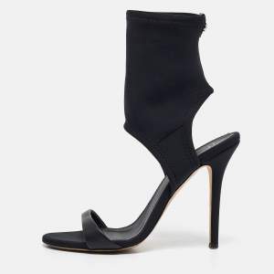 Pre Owned Giuseppe Zanotti Black Fabric Socked Sandals Size 40