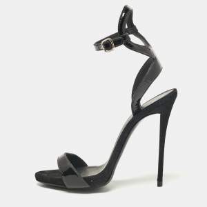 Giuseppe Zanotti Black Patent Leather Ankle Strap Sandals Size 39