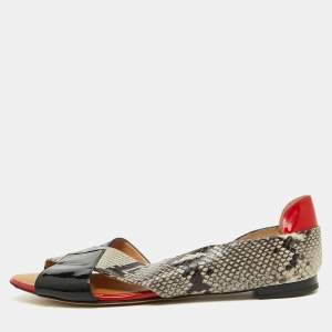 Giuseppe Zanotti Multicolor Python Embossed and Patent Leather D'orsay Flat Sandals Size 41