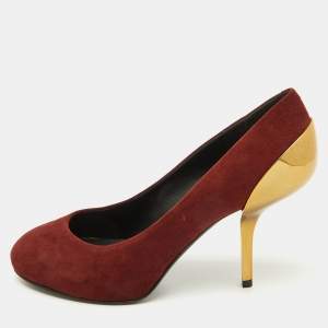 Giuseppe Zanotti Burgundy Suede Metal Heel Platform Pumps Size 37