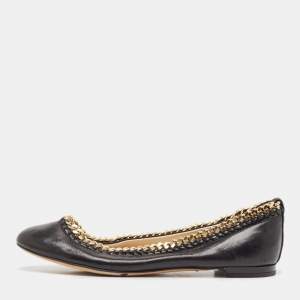 Giuseppe Zanotti Black Leather Ballet Flats Size 36