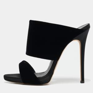 Giuseppe Zanotti Black Velvet Andrea Mules Size 37