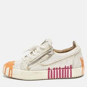 Giuseppe Zanotti Multicolor Glitter Frankie Lace Up Sneakers Size 37