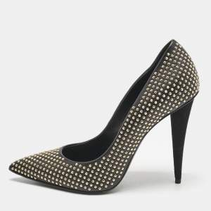 Giuseppe Zanotti Black Leather Ester Studded Pumps Size 38.5