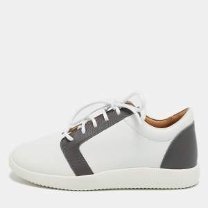 Giuseppe Zanotti White/Grey Leather G Runner Low Top Sneakers Size 36