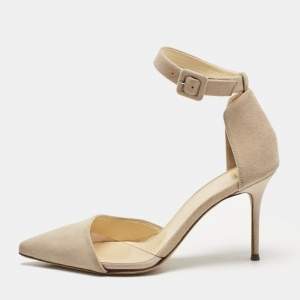 Giuseppe Zanotti Beige Suede and PVC D'orsay Pumps Size 36