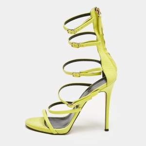 Giuseppe Zanotti Lime Green Leather Margaret Sandals Size 37
