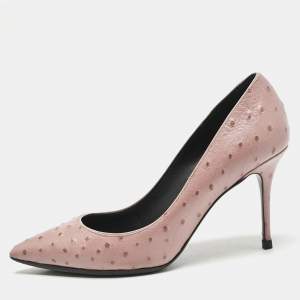 Giuseppe Zanotti Pink Ostrich Leather Lucrezia Pumps Size 35