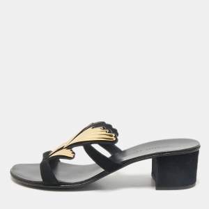 Giuseppe Zanotti Black Suede Angel Wing Slide Sandals Size 36