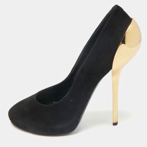 Giuseppe Zanotti Black Suede Metal Heel Platform Pumps Size 39