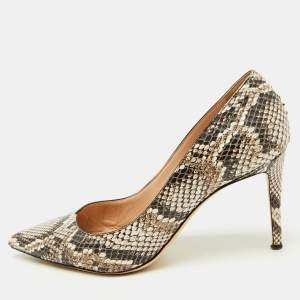 Giuseppe Zanotti Brown/Beige Python Embossed Leather Pointed Toe Pumps Size 41
