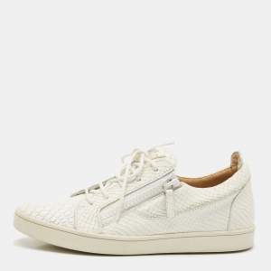 Giuseppe Zanotti White Snakeskin Embossed Leather Frankie Sneakers Size 40