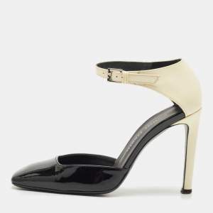 Giuseppe Zanotti Black/Cream Patent Leather Leandra Ankle Strap Pumps Size 34