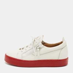 Pre Owned Giuseppe Zanotti White Leather Frankie Low Top Sneakers Size 38