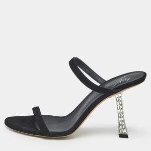 Pre Owned Giuseppe Zanotti Black Suede Farrah Slide Sandals Size 36