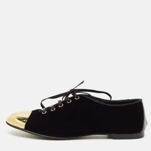 Pre Owned حذاء سموكينغ كاب تو قماش مخملي ومعدني أسود جوزيبي زانوتي مقاس 39