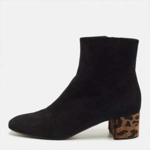 Pre Owned Giuseppe Zanotti Size 38.5 Black Suede Ankle Length Boots