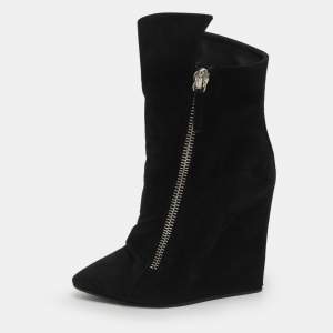 Pre Owned Giuseppe Zanotti Size 37 Black Suede Mid Calf Boots