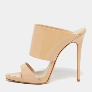 Pre Owned Giuseppe Zanotti Andrea Size 39 Beige Patent Leather Slide Sandals
