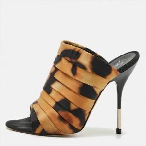 Pre Owned Giuseppe Zanotti Size 38 Two Tone Satin Mules