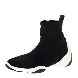 Pre Owned Giuseppe Zanotti Black Fabric High Top Sneakers Size 36