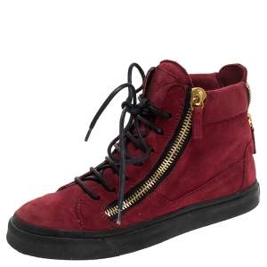 Giuseppe Zanotti Red Suede Mid Top Sneakers Size 36