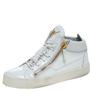 Pre Owned Giuseppe Zanotti White Patent Leather London High Top Sneakers Size 39