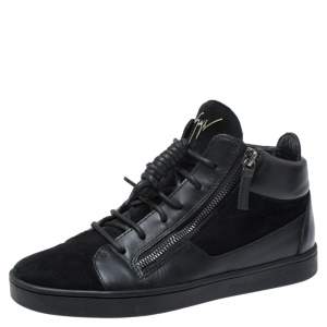 Giuseppe Zanotti Black Suede And Leather High Top Sneakers Size 37