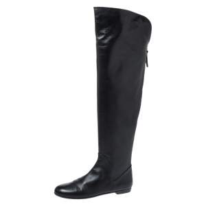 Giuseppe Zanotti Black Leather Knee Length Boots Size 37.5