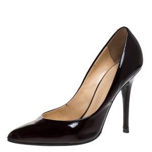 Pre Owned Giuseppe Zanotti Burgundy Patent Leather Pointed Toe Pumps Size 37.5