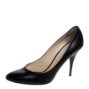Pre Owned Giuseppe Zanotti Black Leather Round Toe Pumps Size 41