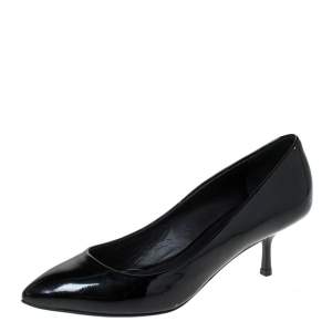 Pre Owned Giuseppe Zanotti Black Patent Leather Pointed Toe Pumps Size 37