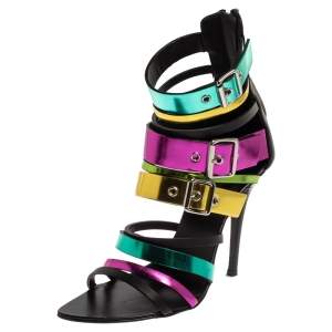 Pre Owned Giuseppe Zanotti Multicolor Metallic Patent Leather Sandals Size 36