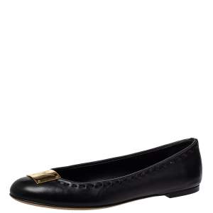 Pre Owned Giuseppe Zanotti Black Leather Ballet Flats Size 41