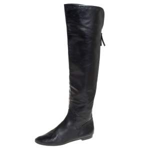 Pre Owned Giuseppe Zanotti Black Leather Knee Length Boots Size 39