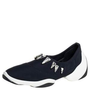 Pre Owned Giuseppe Zanotti Black Fabric Light Jump Lts Crystal Embellished Sneakers Size 38