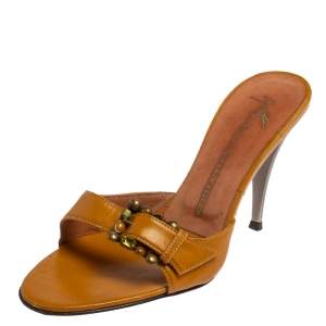 Giuseppe Zanotti Yellow  Leather Buckle Embellishment Sandals Size 36