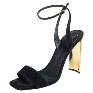 Pre Owned Giuseppe Zanotti Black Suede Open Toe Sandals Size 37.5