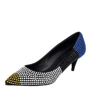 Pre Owned Giuseppe Zanotti Multicolor Suede Crystal Embellished Pointed Toe Pumps Size 40
