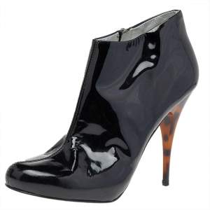Giuseppe Zanotti Black Patent Leather Ankle Booties Size 38.5