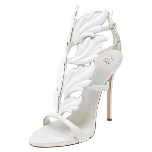 Pre Owned Giuseppe Zanotti White Leather Cruel Summer Ankle Strap Sandals Size 40