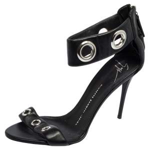 Giuseppe Zanotti Black Leather Ankle Strap Sandals Size 38
