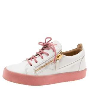 Pre Owned Giuseppe Zanotti White Leather  Low-Top Sneakers Size 39