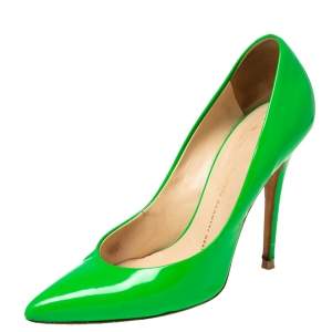 Pre Owned Giuseppe Zanotti Green Patent Leather  Pointed Toe Pumps Size 39